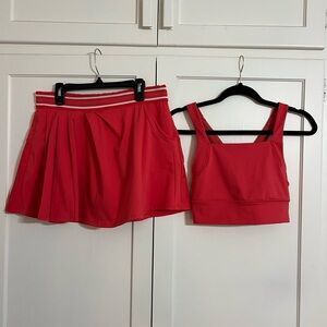 Free People Movement Round Robin Red Skirt and Crop Top Set